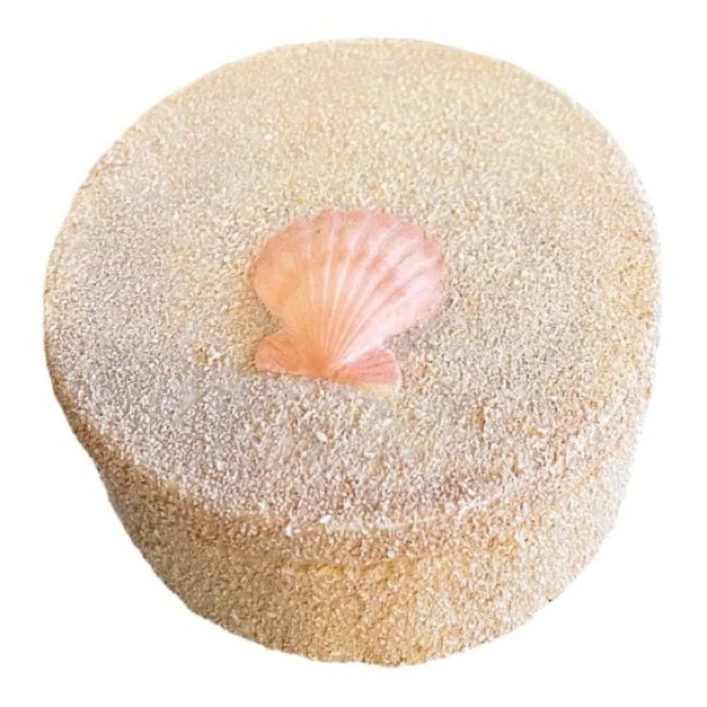 Frame & Trinket Box, Textured Sand Finish with Scallop Shells.
